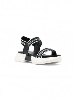 Baldinini Black and White Logo Detail Chunky Strap Platform Sandals